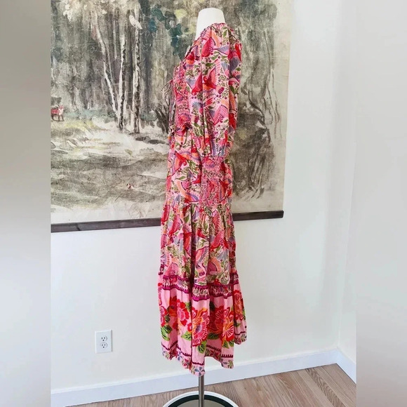 Anthropologie Farm Rio Macaw Flight Smocked Dress Size Medium NWOT $270 - Picture 6 of 16